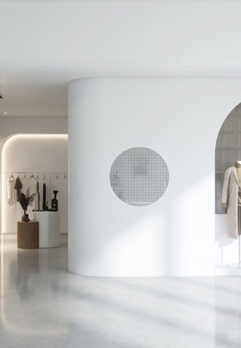 Pencere, Vitrin, Beyaz, Modern, Ve, Lüks, Moda, Kıyafet, Mağaza